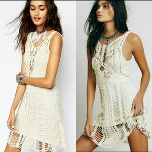 FREE PEOPLE IVORY CROCHET DRESS